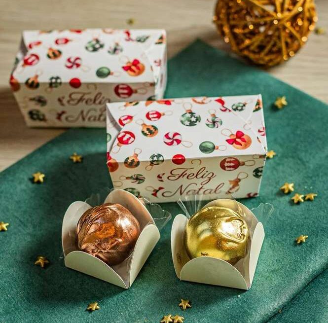Caixinha Bolas Natalinas - 2 Trufas