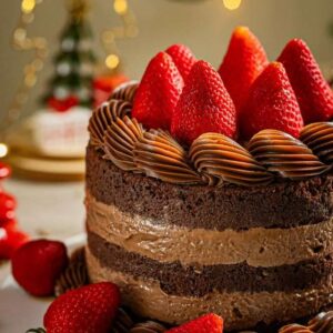 Bolo Brigadeiro com Morangos Frescos